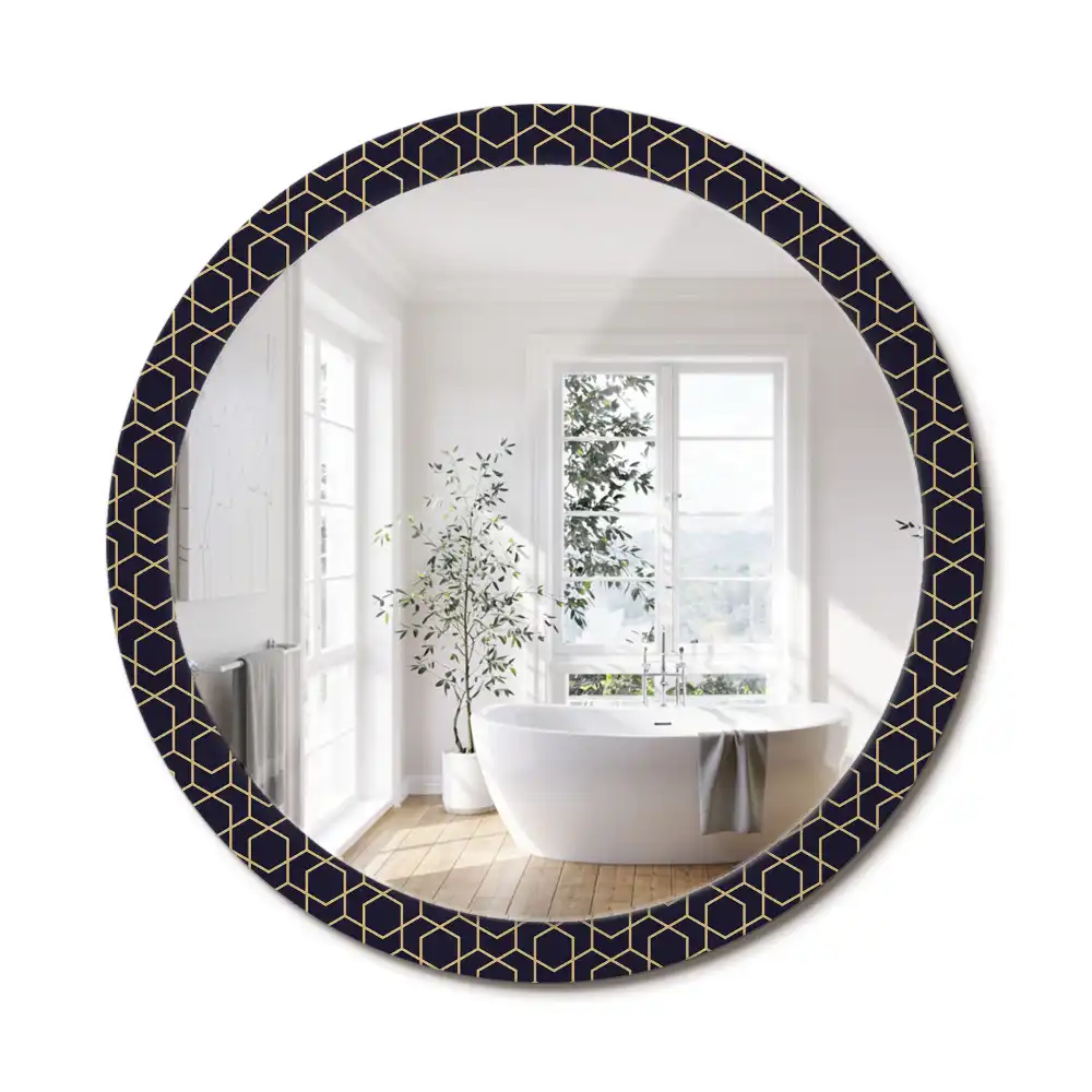 Oglindă decorativă rotundă cu design geometric abstract