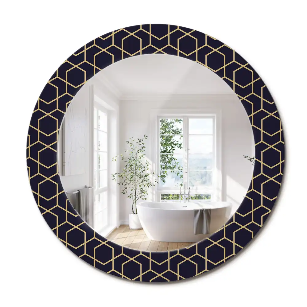 Oglindă decorativă rotundă cu design geometric abstract