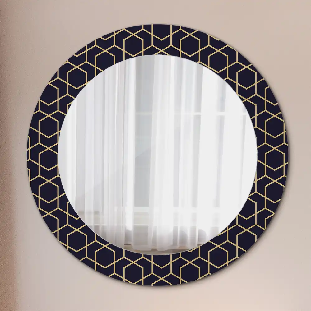 Oglindă decorativă rotundă cu design geometric abstract