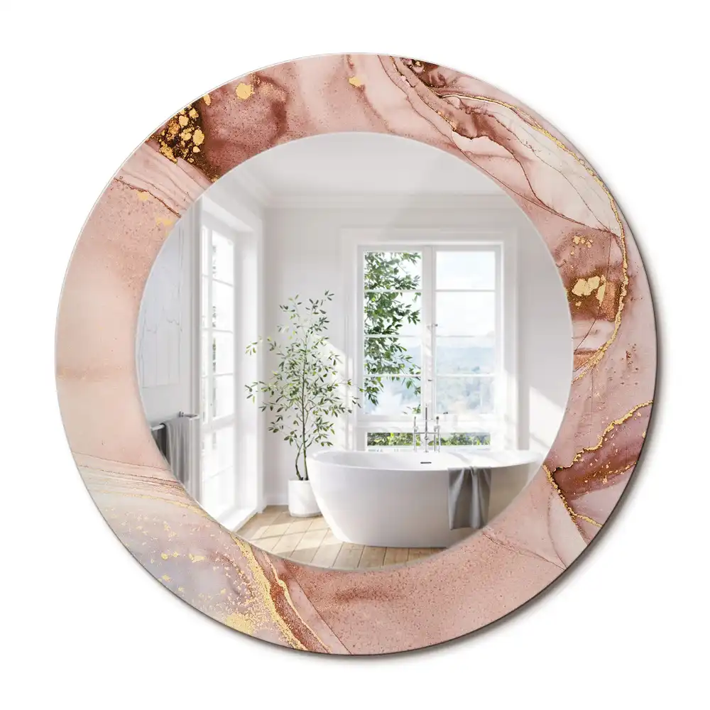 Oglindă rotundă decorativă de perete cu design abstract fluid