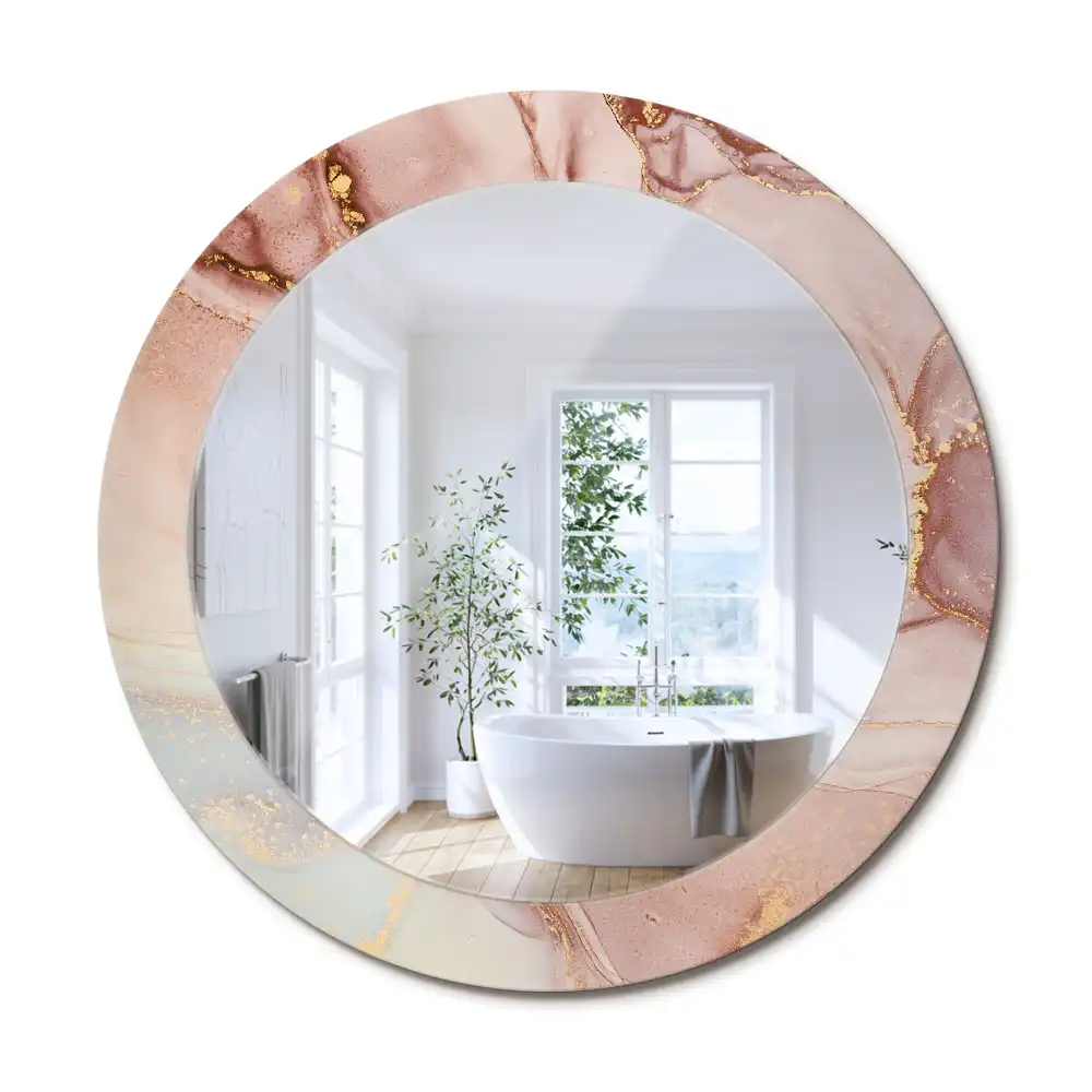 Oglindă rotundă decorativă de perete cu design abstract fluid