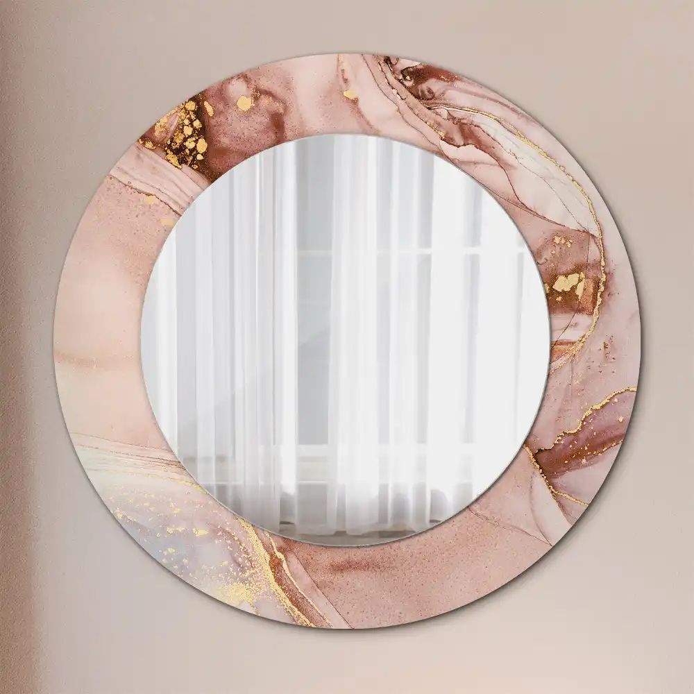 Oglindă rotundă decorativă de perete cu design abstract fluid