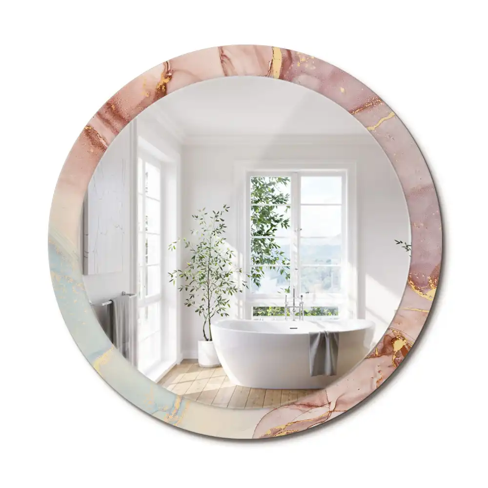 Oglindă rotundă decorativă de perete cu design abstract fluid
