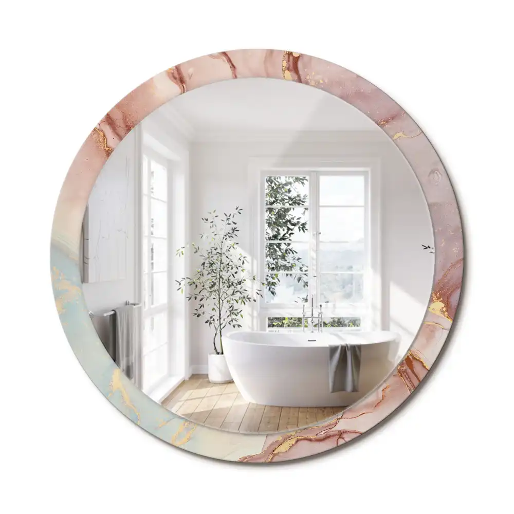 Oglindă rotundă decorativă de perete cu design abstract fluid