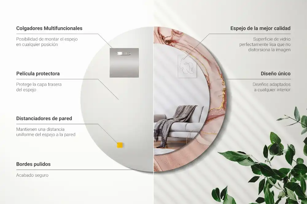 Oglindă rotundă decorativă de perete cu design abstract fluid
