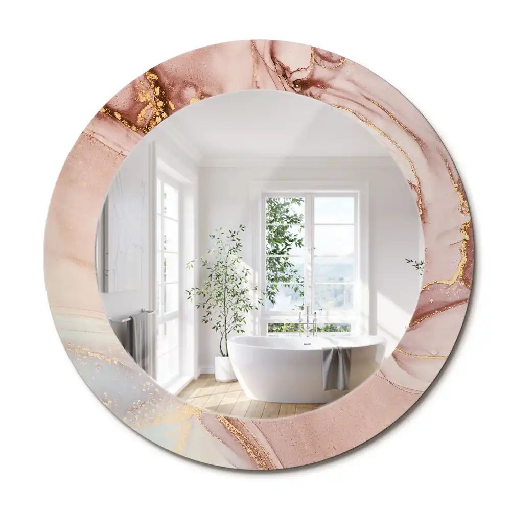 Oglindă rotundă decorativă de perete cu design abstract fluid