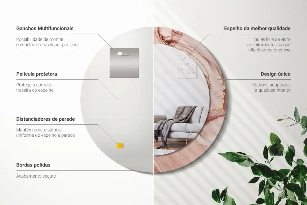 Oglindă rotundă decorativă de perete cu design abstract fluid