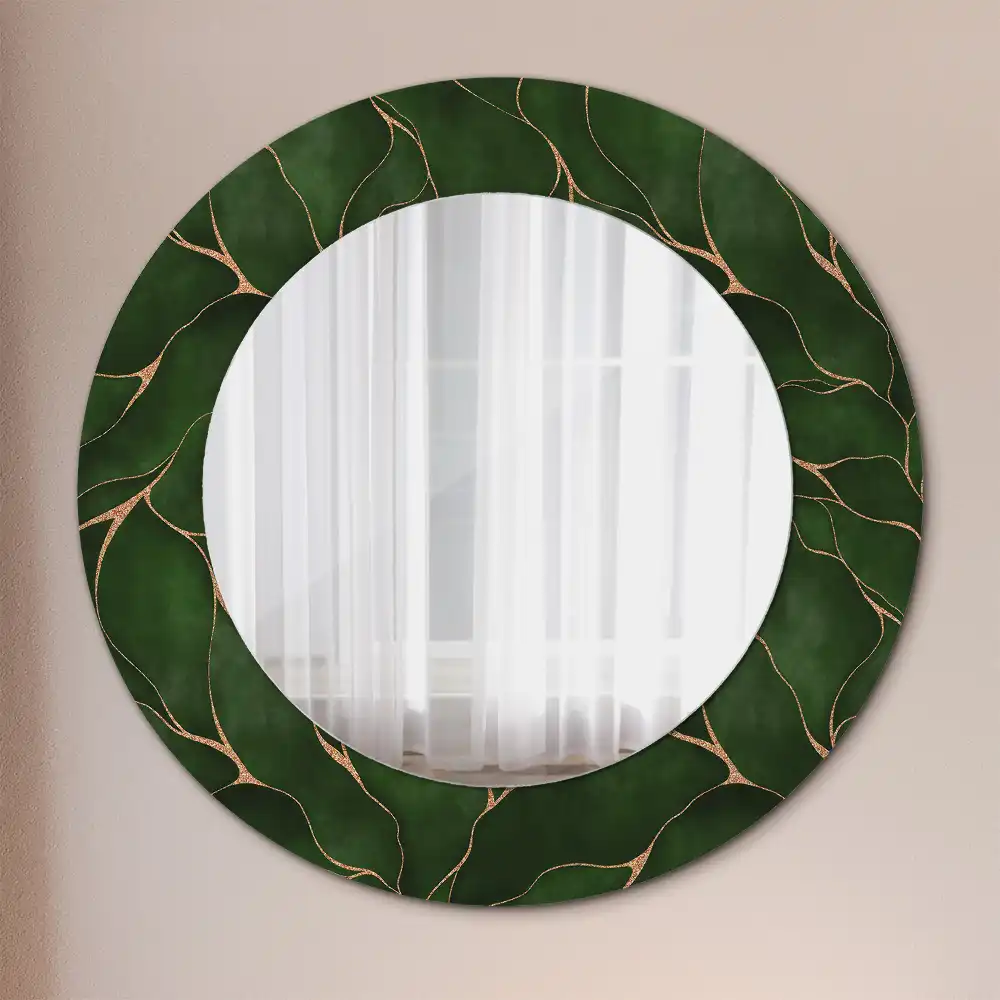 Oglindă rotundă decorativă de perete cu frunză abstractă