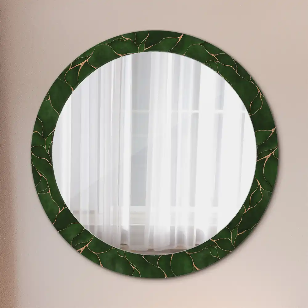 Oglindă rotundă decorativă de perete cu frunză abstractă
