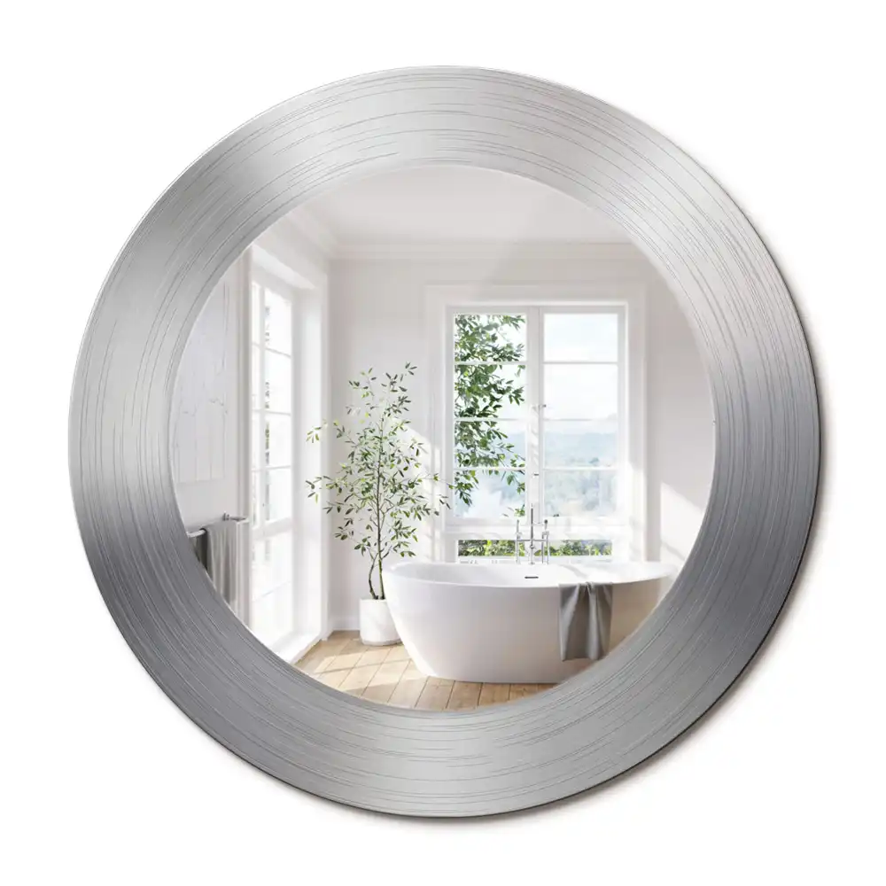Oglindă decorativă rotundă cu ramă din imitație de metal