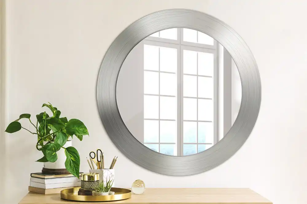 Oglindă decorativă rotundă cu ramă din imitație de metal