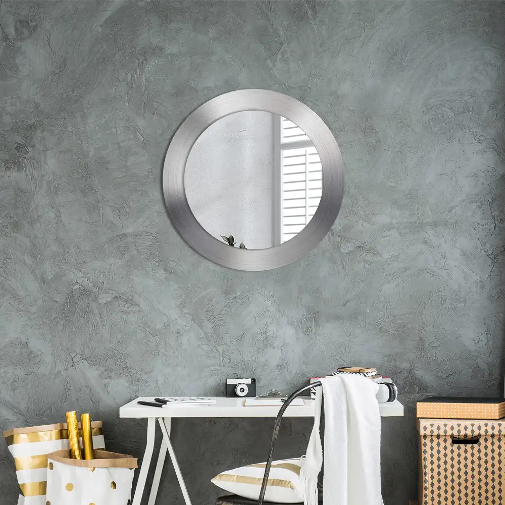 Oglindă decorativă rotundă cu ramă din imitație de metal