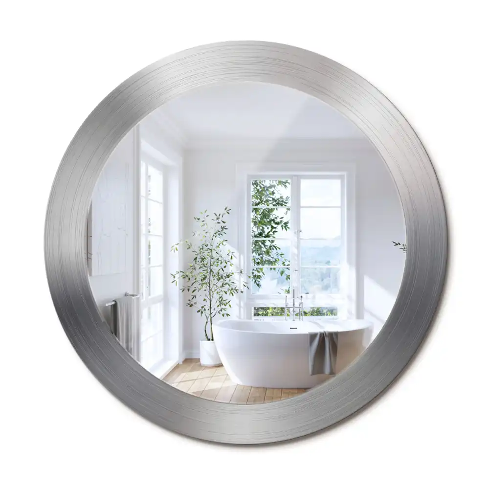 Oglindă decorativă rotundă cu ramă din imitație de metal