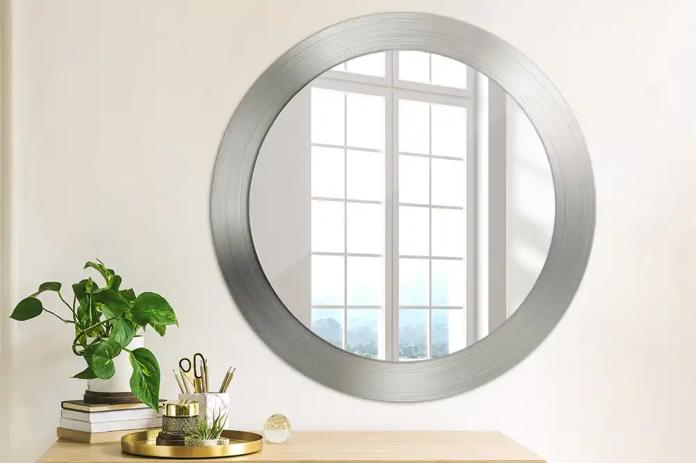 Oglindă decorativă rotundă cu ramă din imitație de metal