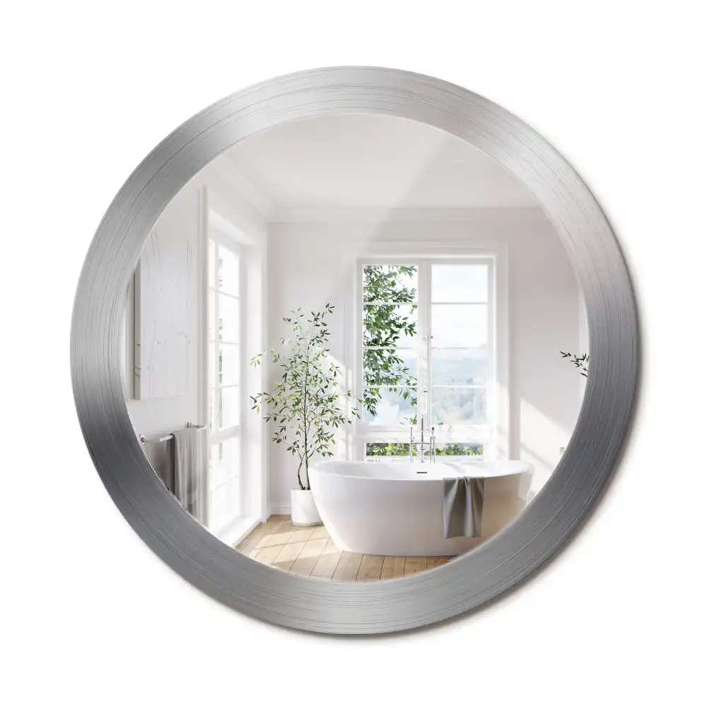 Oglindă decorativă rotundă cu ramă din imitație de metal