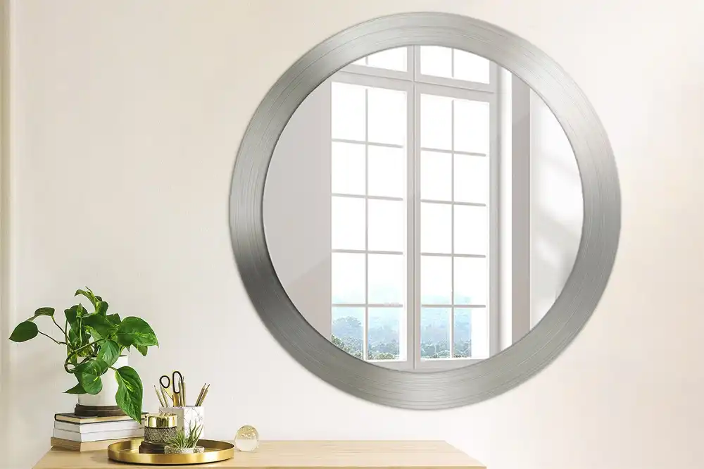 Oglindă decorativă rotundă cu ramă din imitație de metal