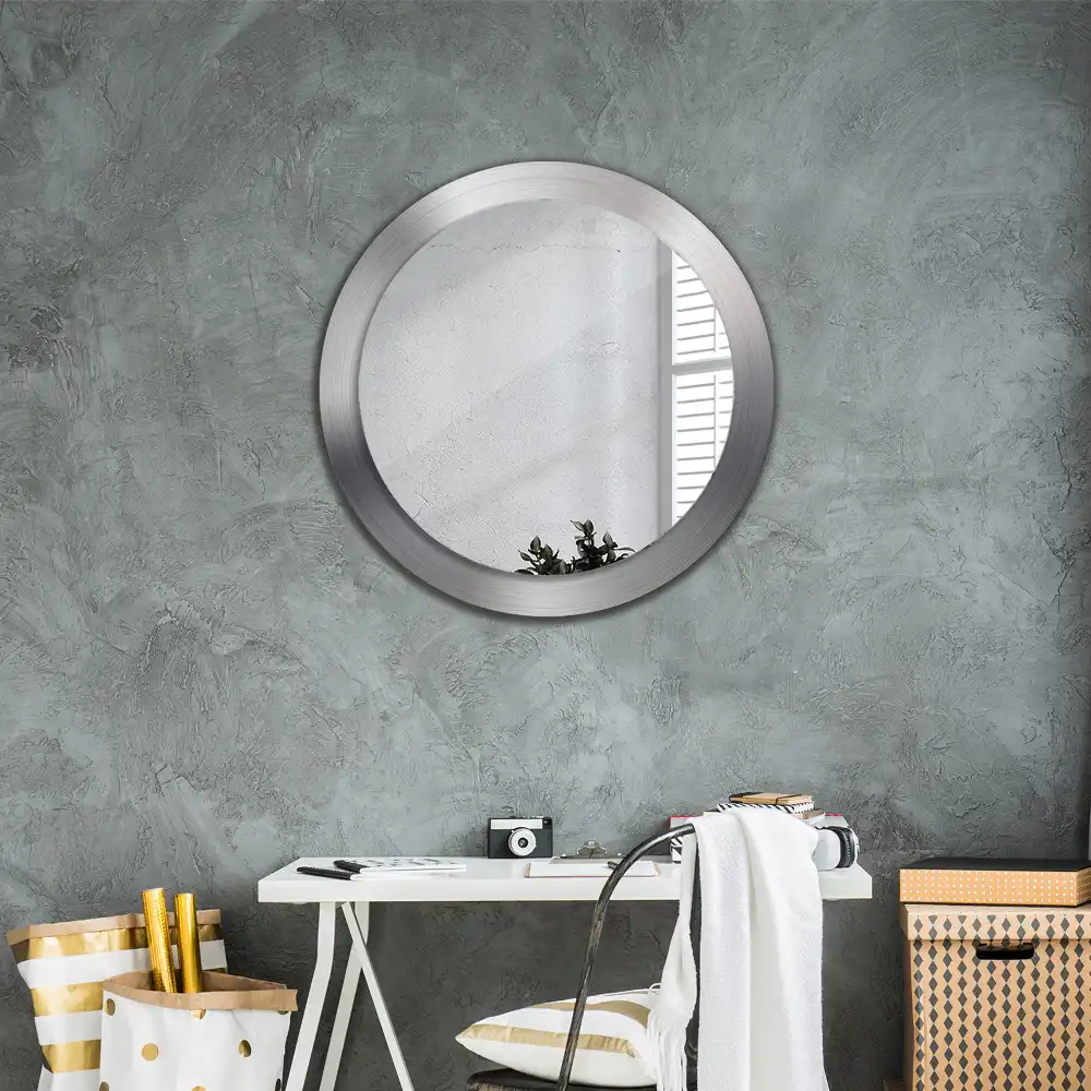 Oglindă decorativă rotundă cu ramă din imitație de metal