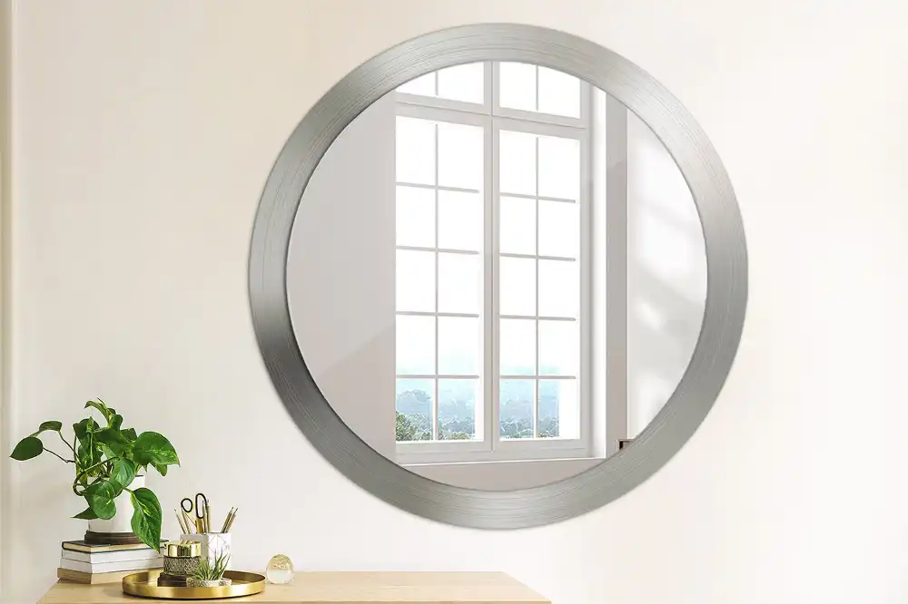 Oglindă decorativă rotundă cu ramă din imitație de metal