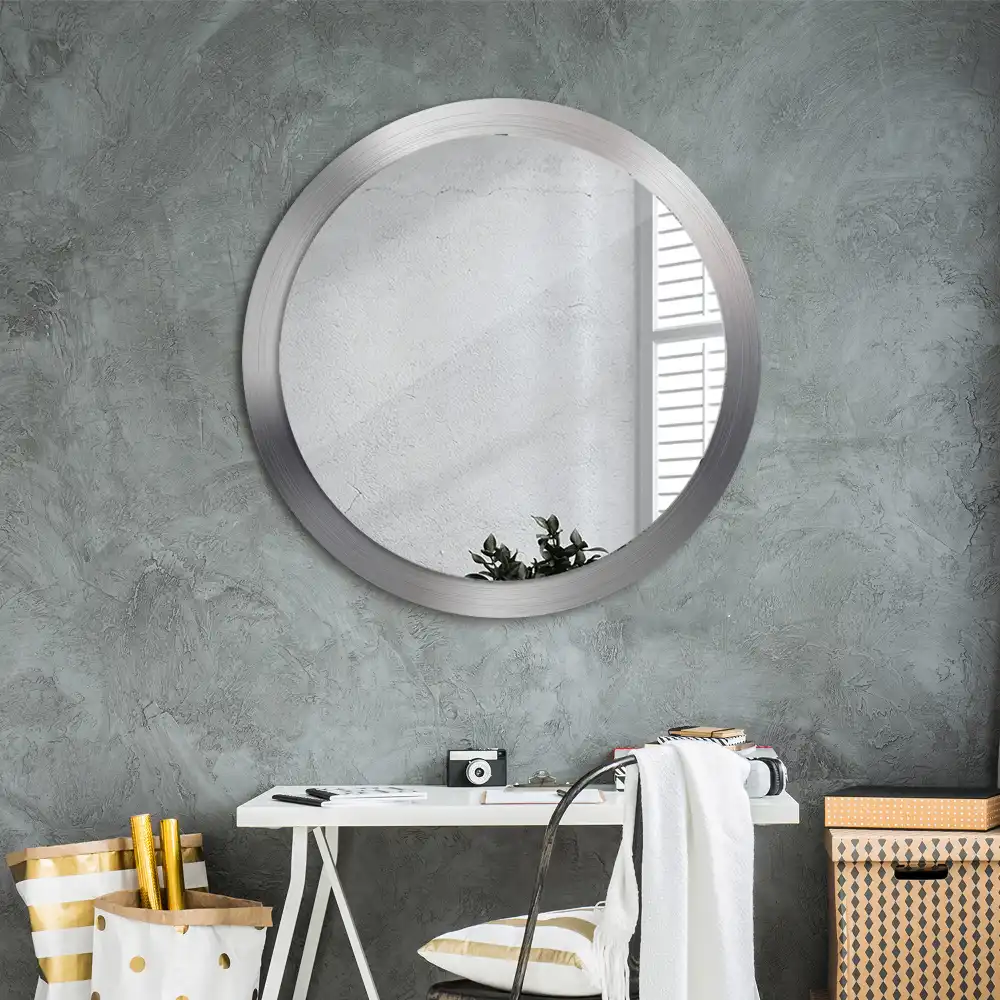 Oglindă decorativă rotundă cu ramă din imitație de metal