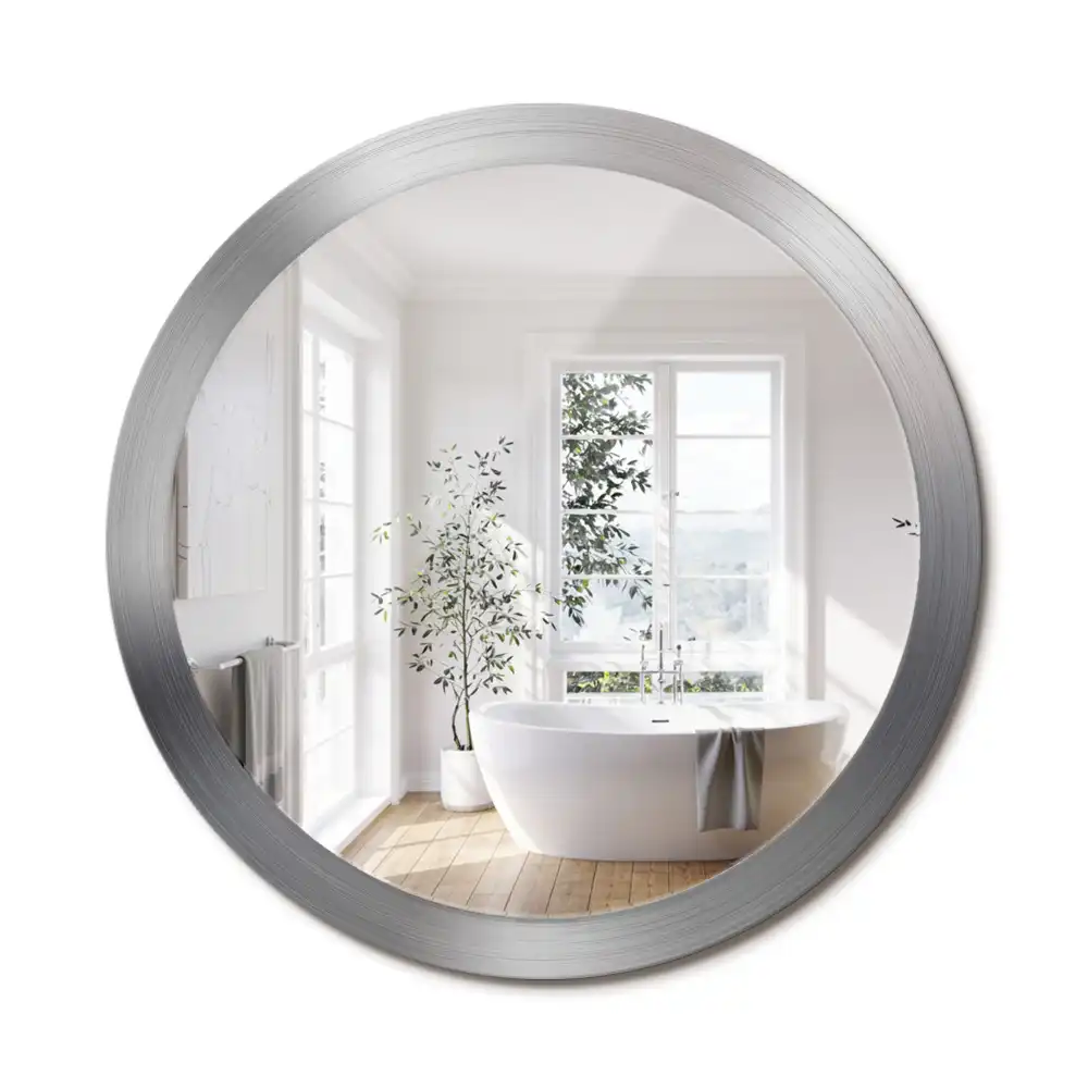 Oglindă decorativă rotundă cu ramă din imitație de metal
