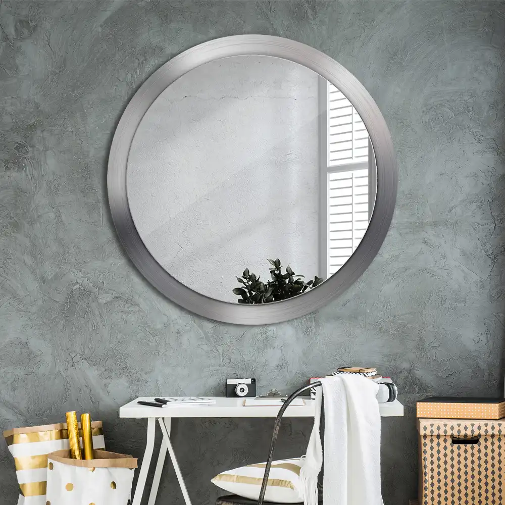 Oglindă decorativă rotundă cu ramă din imitație de metal