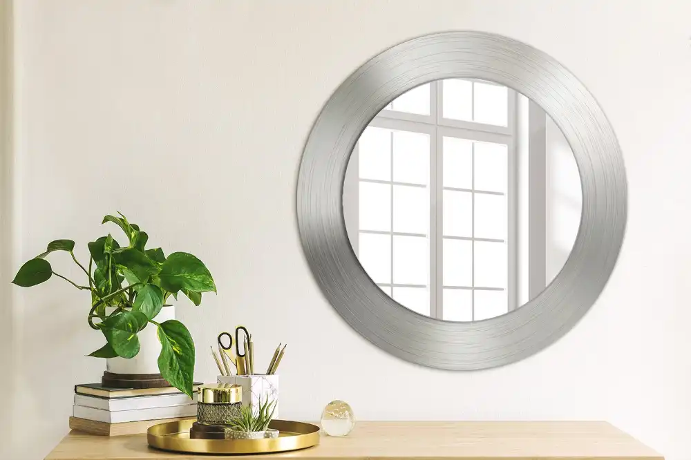 Oglindă decorativă rotundă cu ramă din imitație de metal