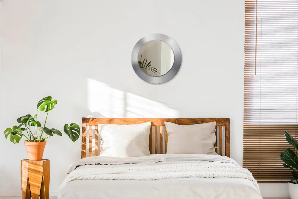 Oglindă decorativă rotundă cu ramă din imitație de metal