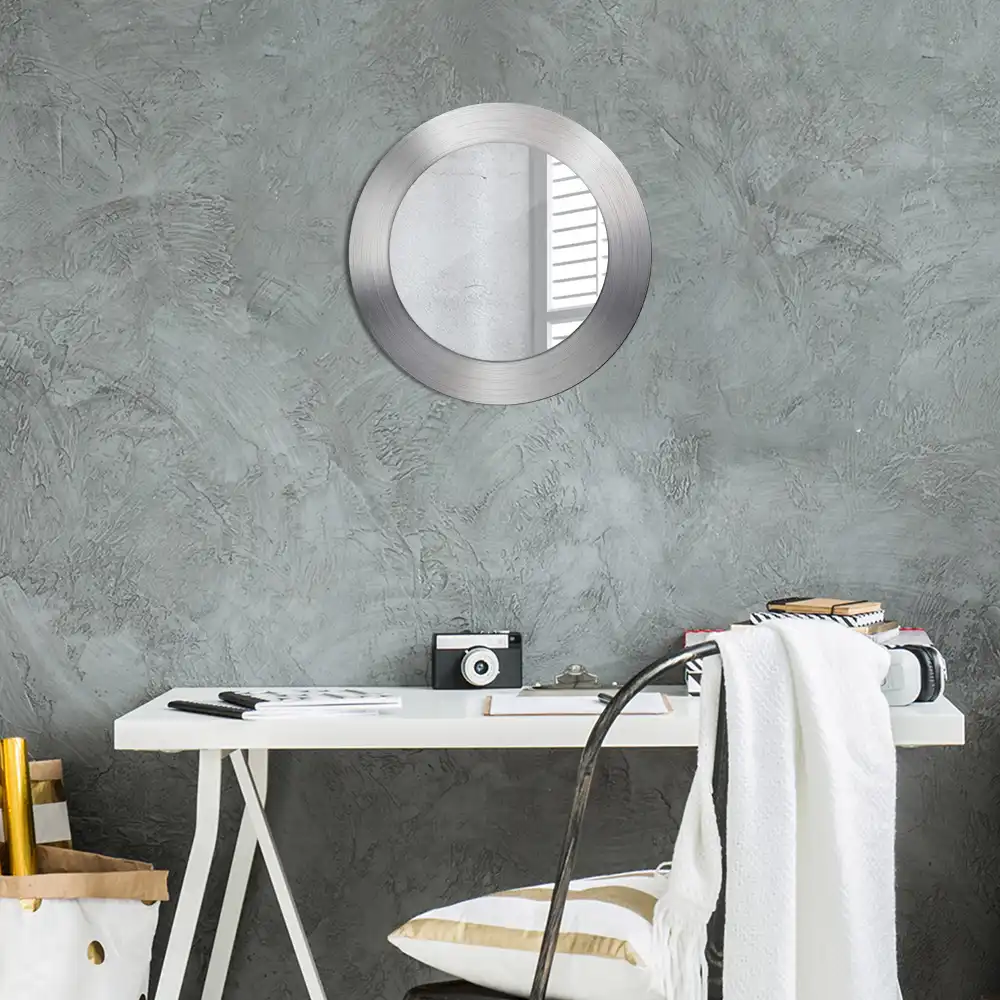 Oglindă decorativă rotundă cu ramă din imitație de metal