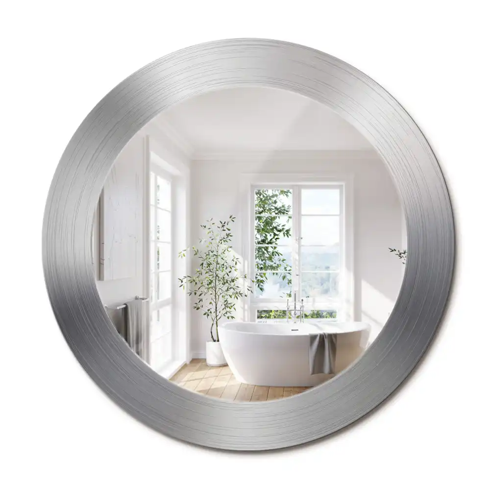 Oglindă decorativă rotundă cu ramă din imitație de metal