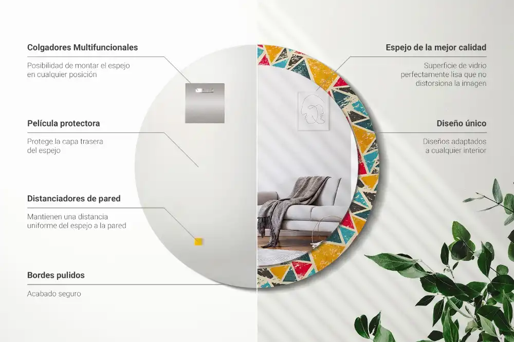Oglindă rotundă decorativă de perete în stil retro