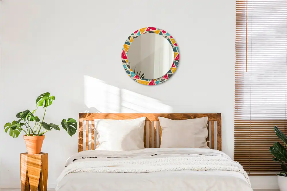 Oglindă rotundă decorativă de perete în stil retro