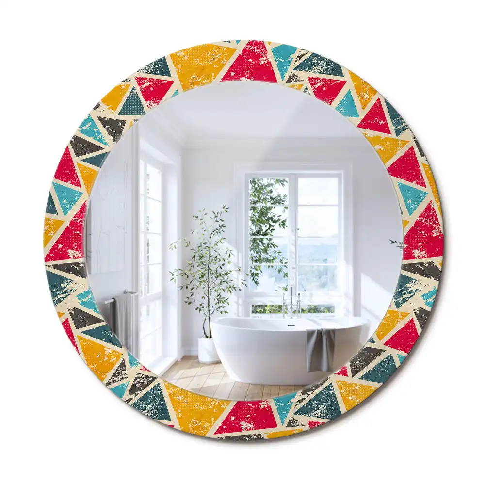 Oglindă rotundă decorativă de perete în stil retro