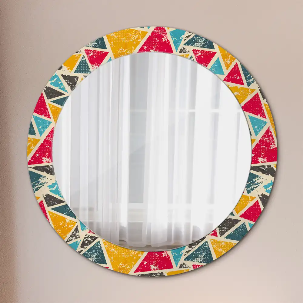 Oglindă rotundă decorativă de perete în stil retro