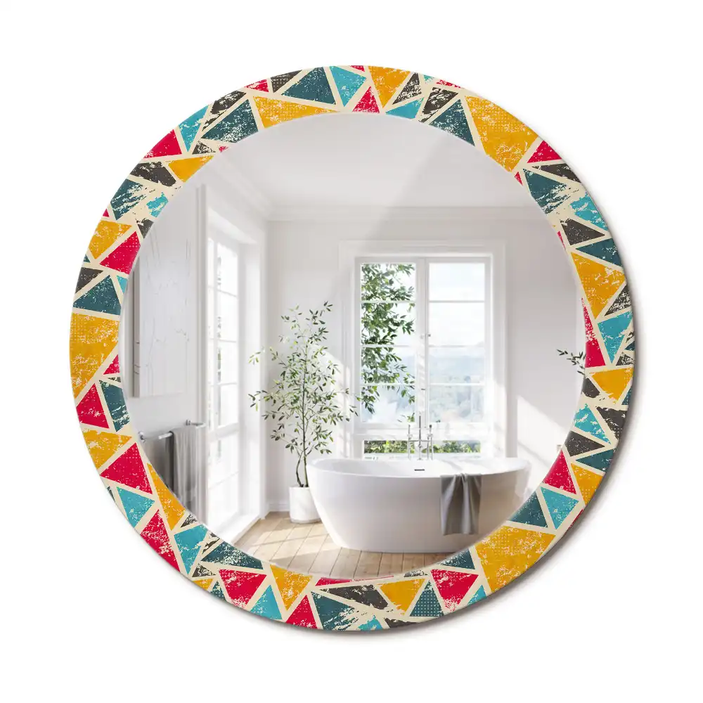 Oglindă rotundă decorativă de perete în stil retro