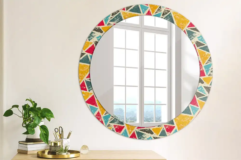 Oglindă rotundă decorativă de perete în stil retro