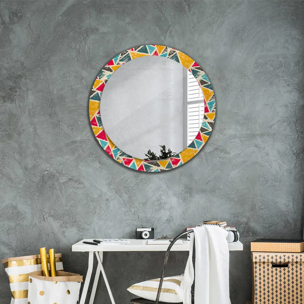 Oglindă rotundă decorativă de perete în stil retro