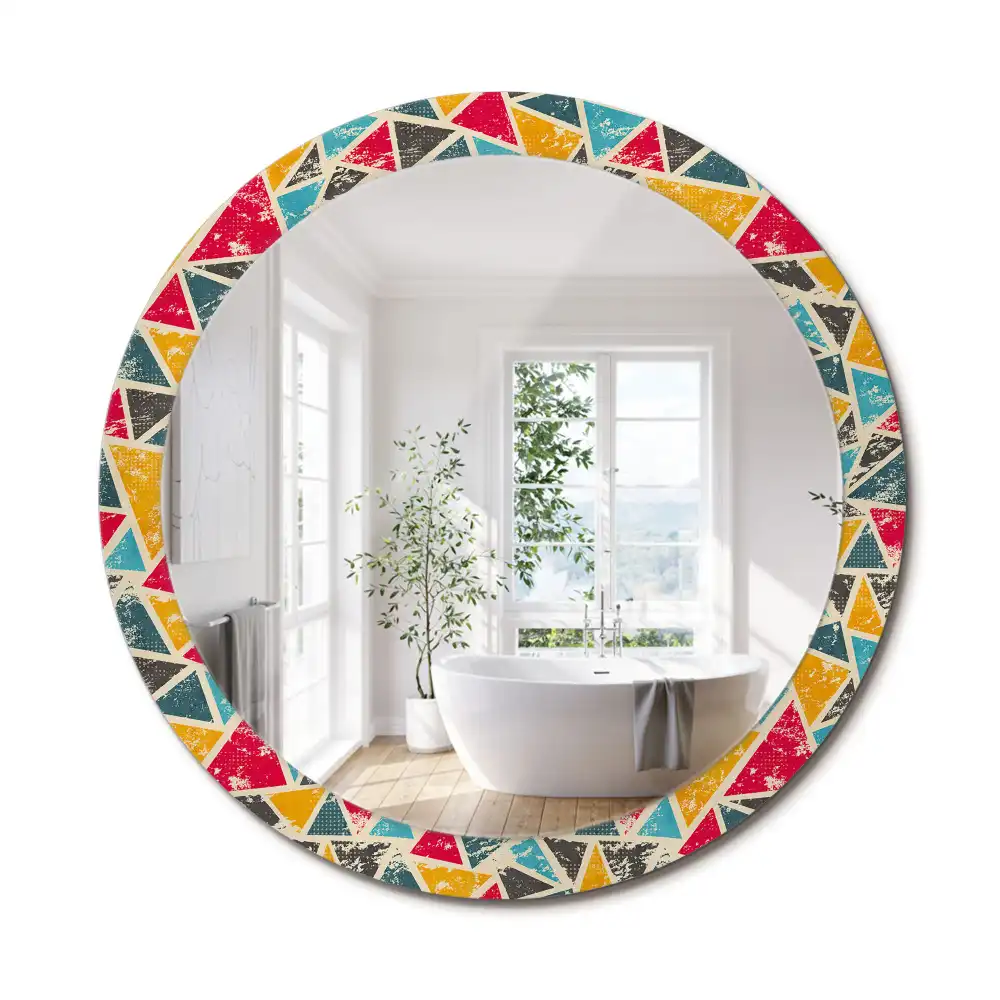 Oglindă rotundă decorativă de perete în stil retro
