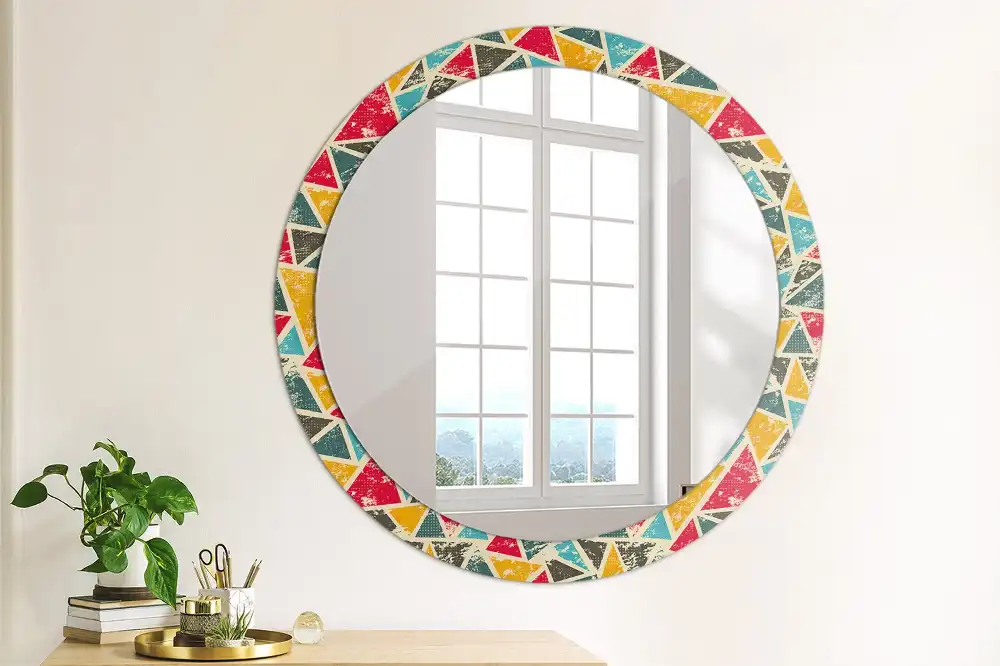 Oglindă rotundă decorativă de perete în stil retro