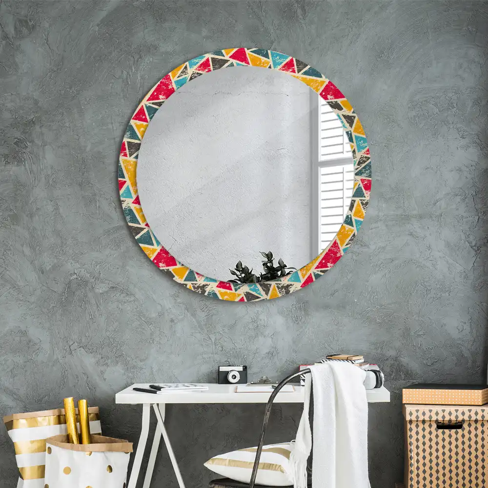Oglindă rotundă decorativă de perete în stil retro