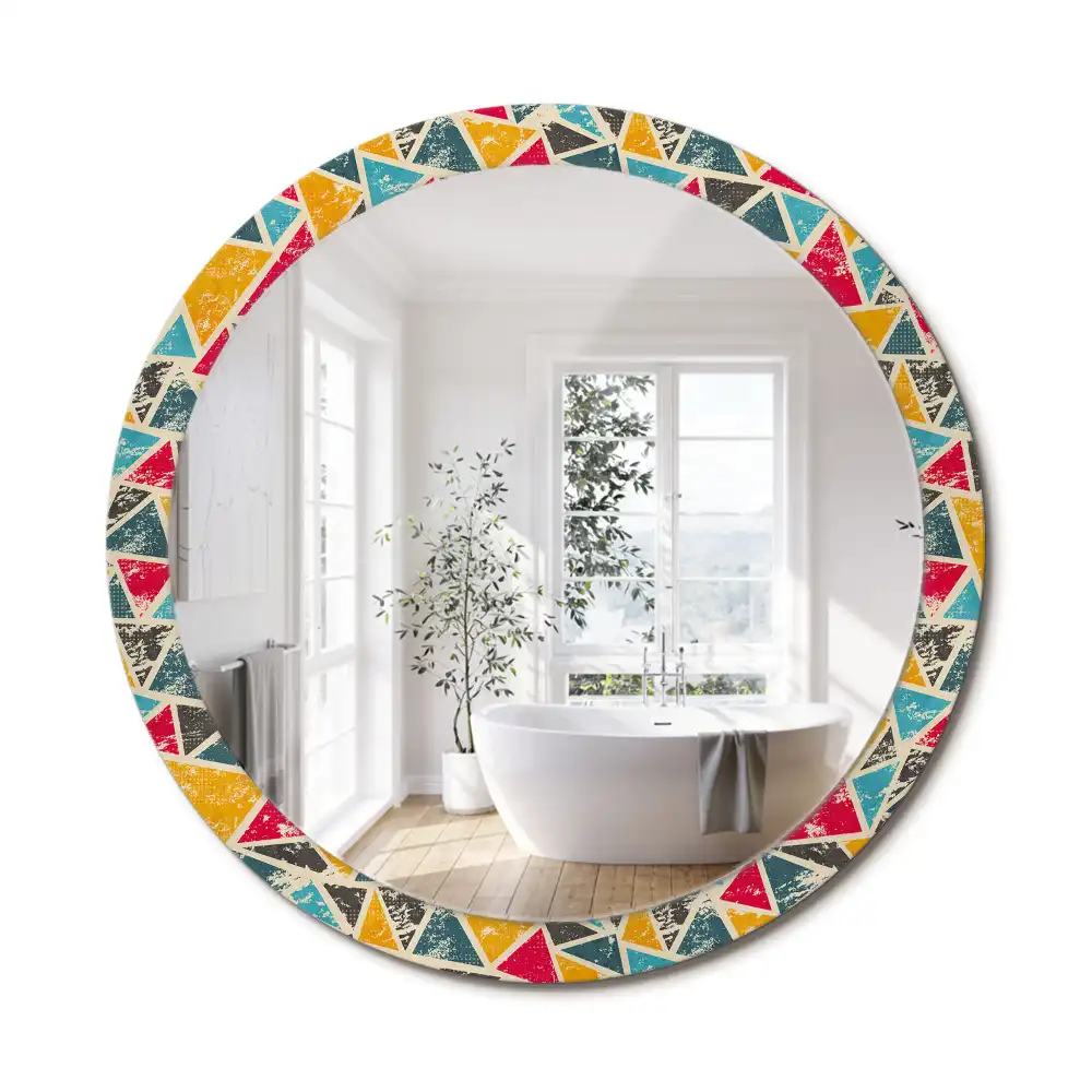 Oglindă rotundă decorativă de perete în stil retro