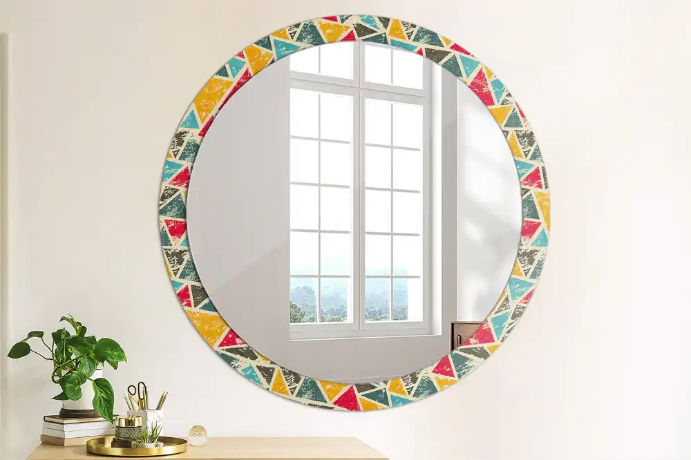 Oglindă rotundă decorativă de perete în stil retro