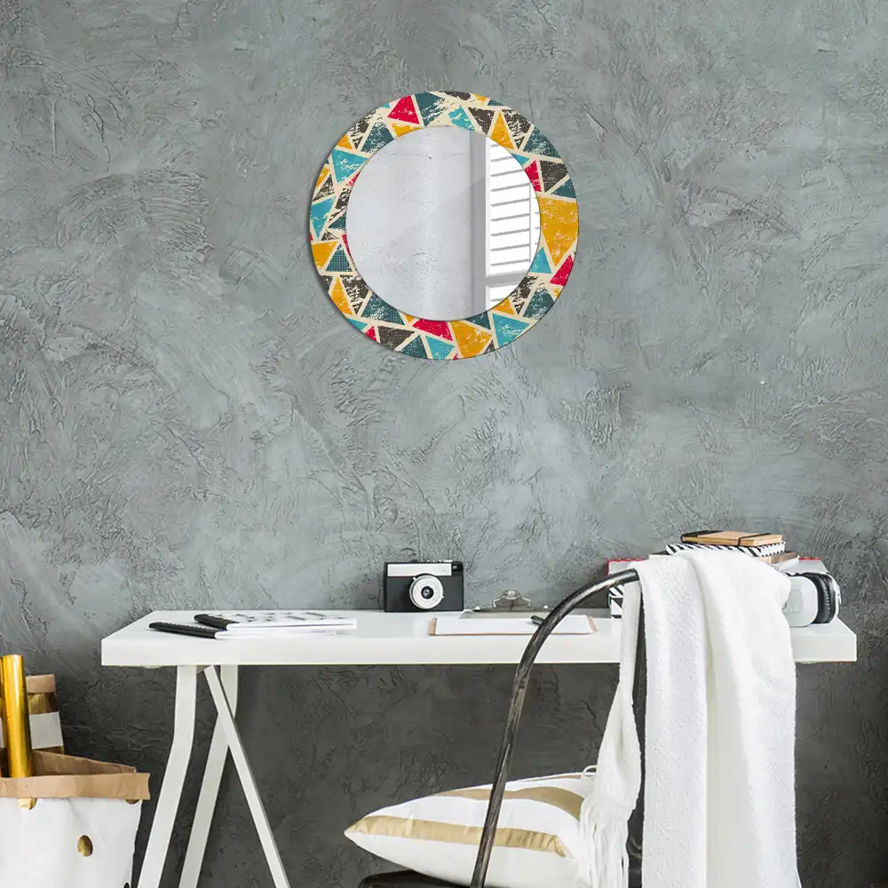 Oglindă rotundă decorativă de perete în stil retro