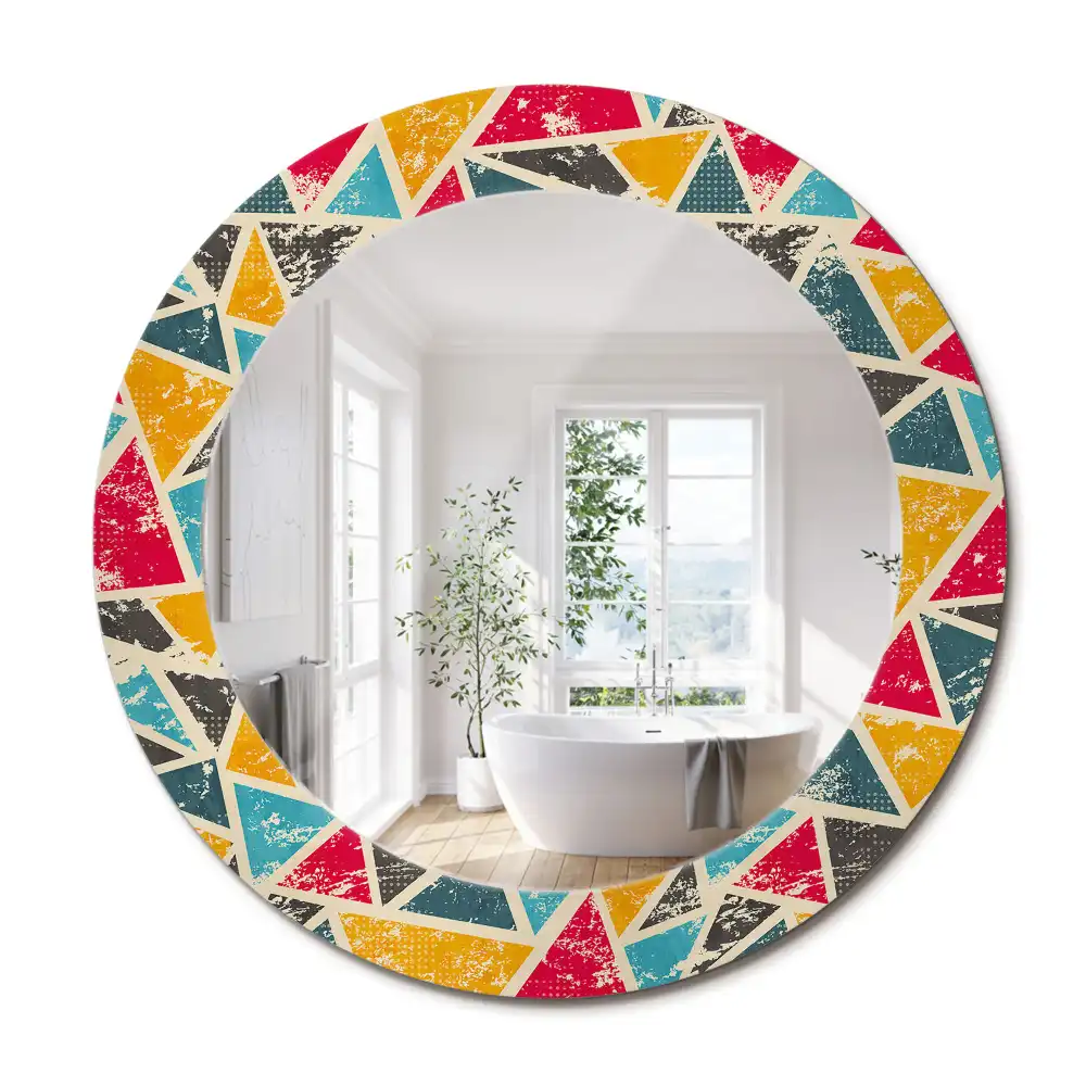 Oglindă rotundă decorativă de perete în stil retro