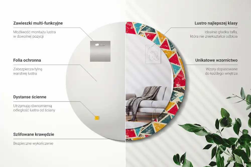 Oglindă rotundă decorativă de perete în stil retro