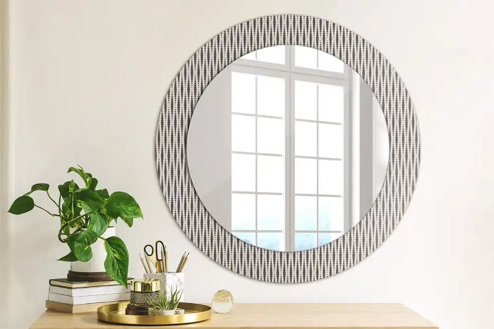 Oglindă rotundă cu model geometric din puncte