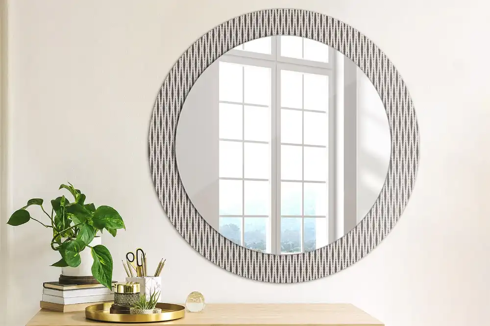 Oglindă rotundă cu model geometric din puncte
