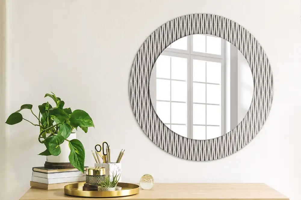 Oglindă rotundă cu model geometric din puncte