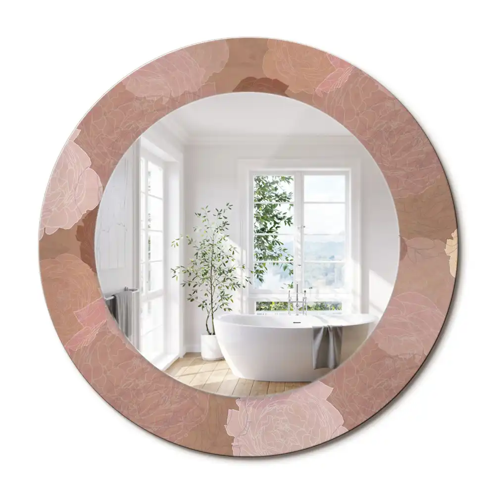 Oglindă decorativă rotundă cu compoziție de trandafiri