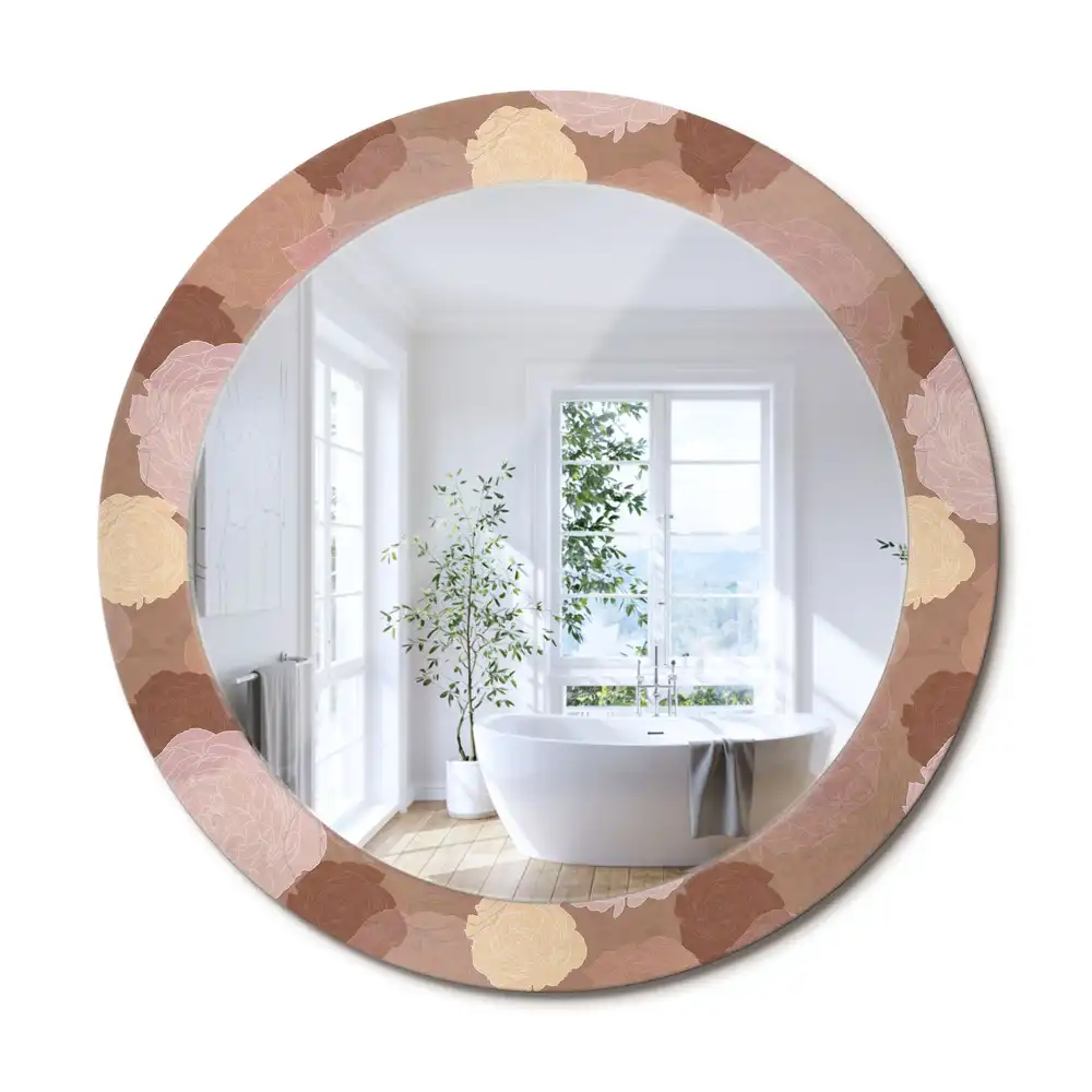 Oglindă decorativă rotundă cu compoziție de trandafiri