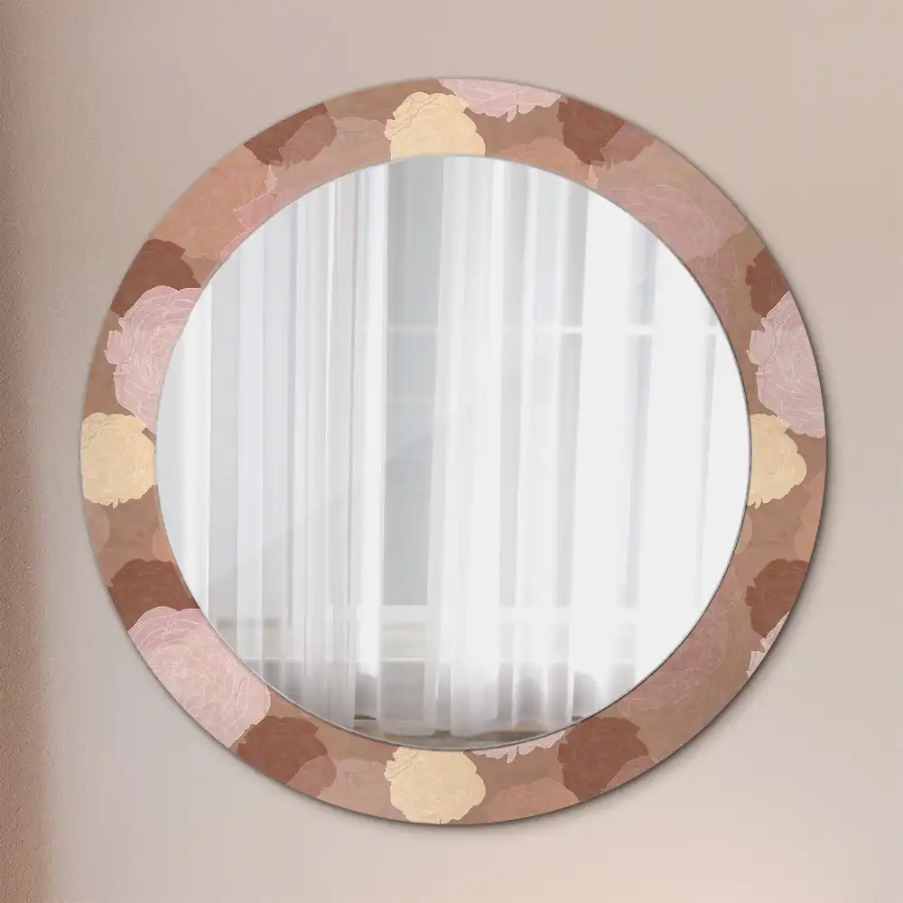 Oglindă decorativă rotundă cu compoziție de trandafiri